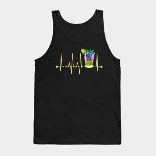 Funny Cocktail Glass Heartbeat Happy Cocktail Hour Tank Top